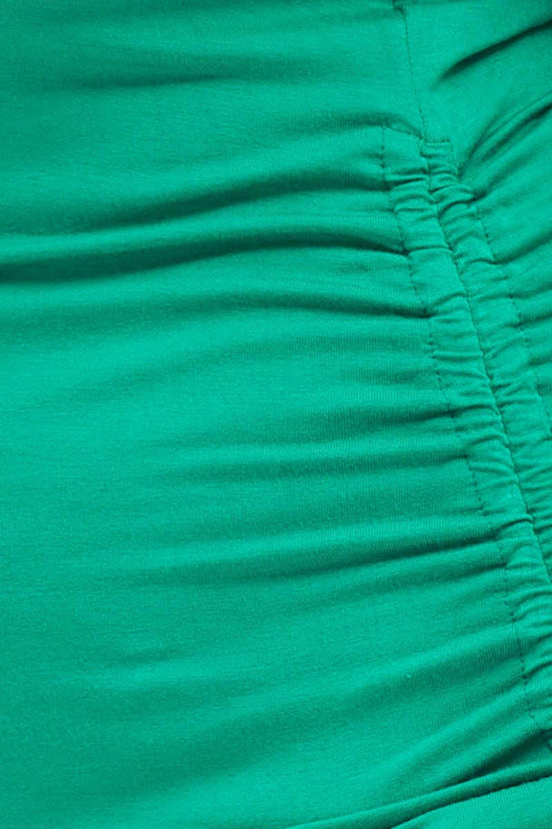 Green Ruched T-shirt Crew Neck Short Sleeve Side - Image 6