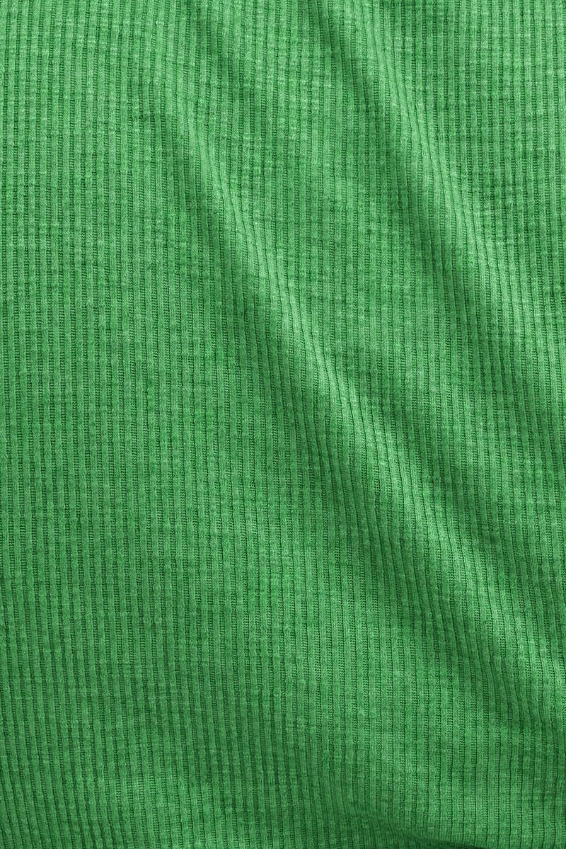 Green Ruched Top Long Sleeve V-neck - Image 2