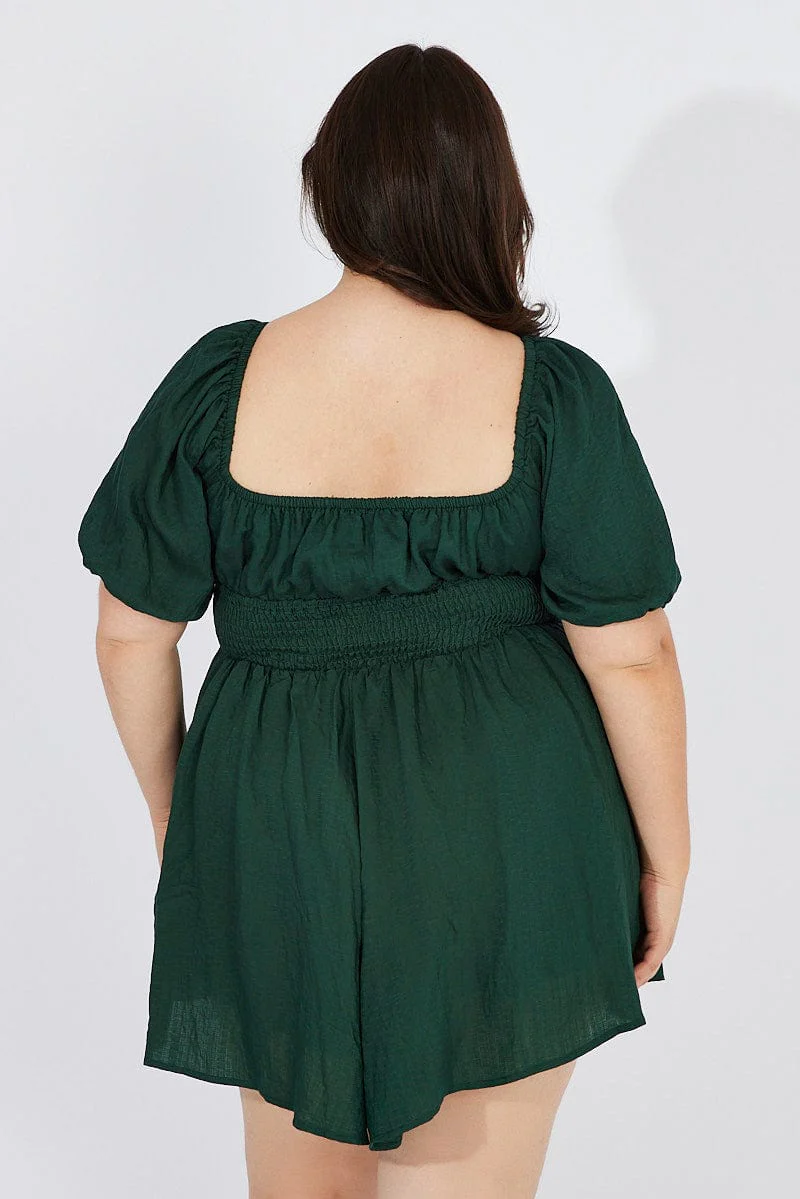 Green Ruffle Playsuit Short Sleeve Cut Out - Image 5