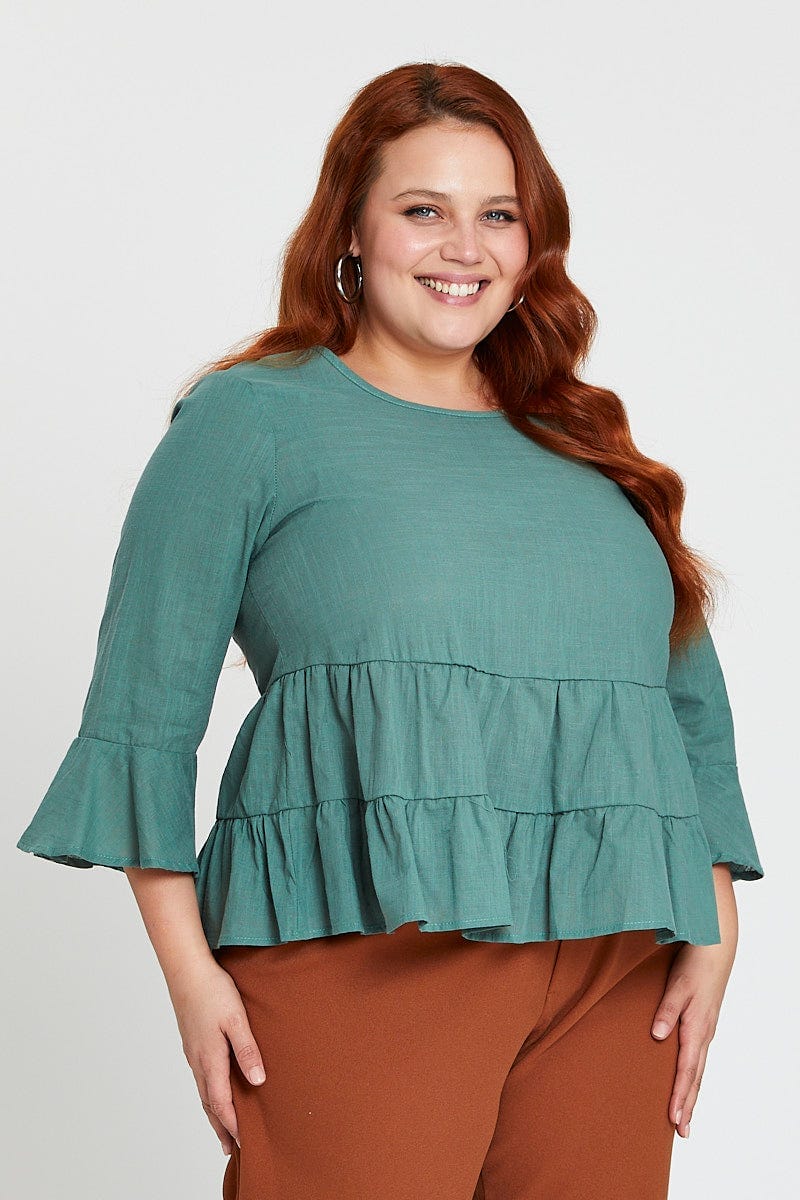 Green Shell Top Hunter Long Sleeve Linen Blend Tie - Image 3