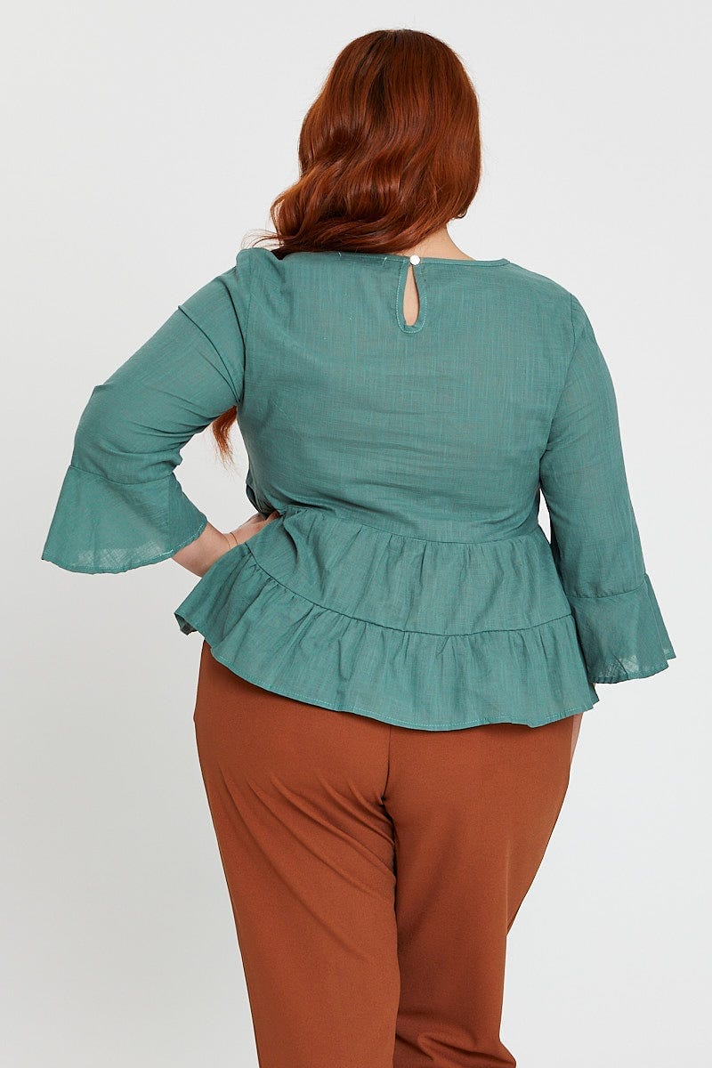 Green Shell Top Hunter Long Sleeve Linen Blend Tie - Image 5