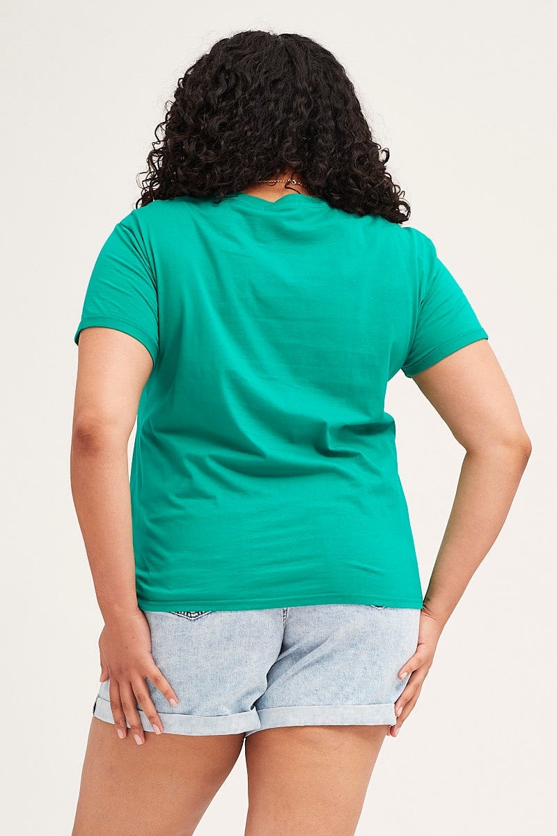 Green Short Cuff Sleeve Graphic Regular T-shirt - Image 5