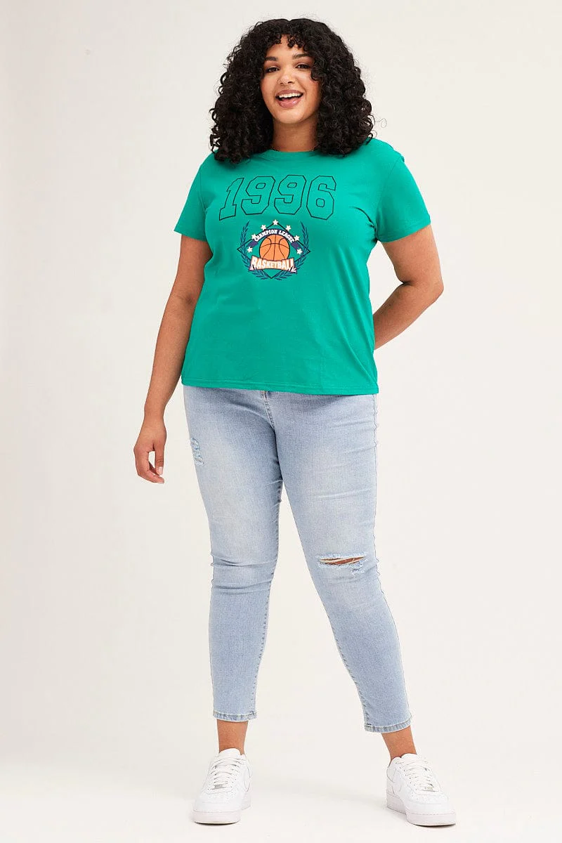 Green Short Sleeve Graphic T-shirt - Image 2