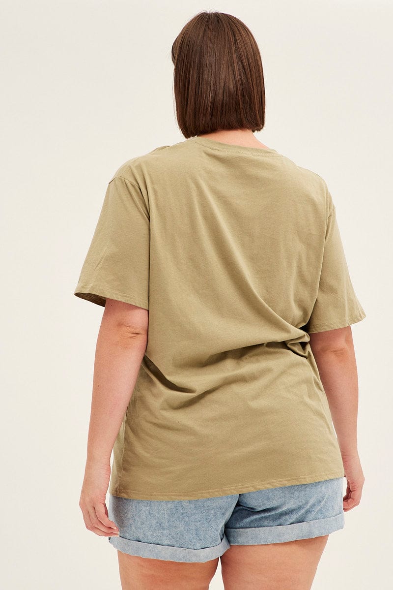 Green Short Sleeve Oversized Boston Round Neck T-shirt - Image 5