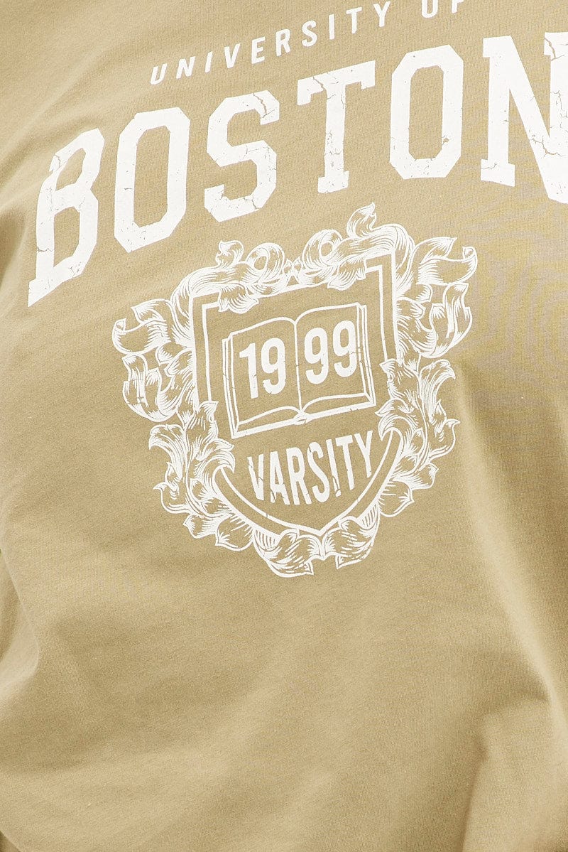 Green Short Sleeve Oversized Boston Round Neck T-shirt - Image 6