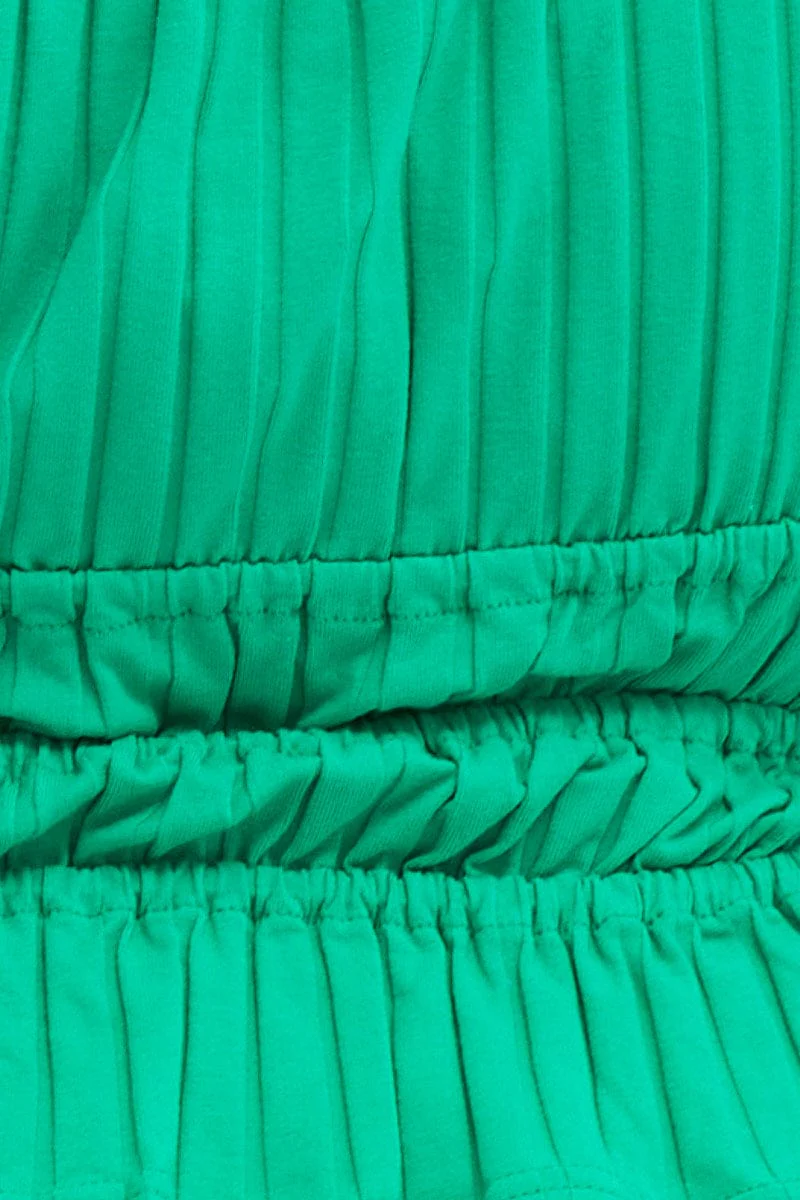 Green Short Sleeve Rib Jersey Peplum Top - Image 6