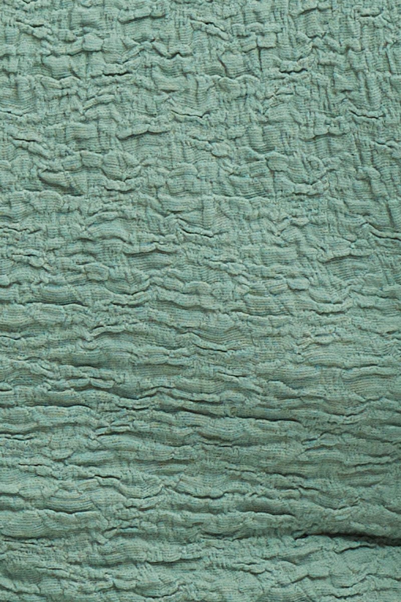 Green Short Sleeve V-neck Green Textured Lace Top - Image 6