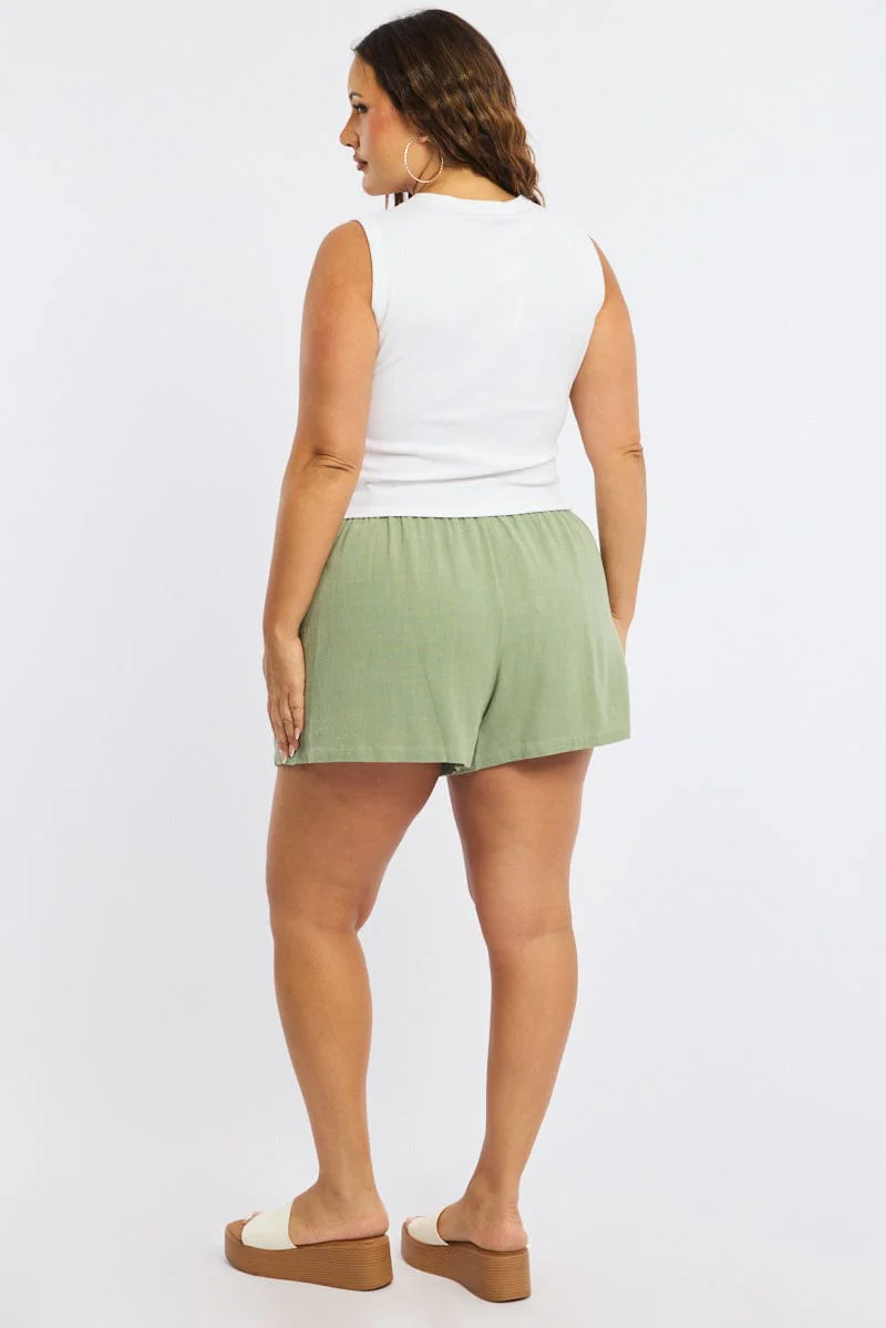 Green Shorts Elastic Waist - Image 5