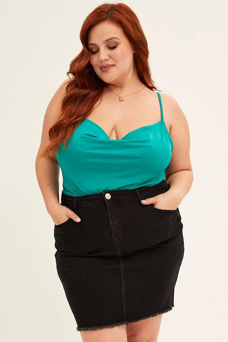 Green Singlet Top Cowl Neck - Image 3