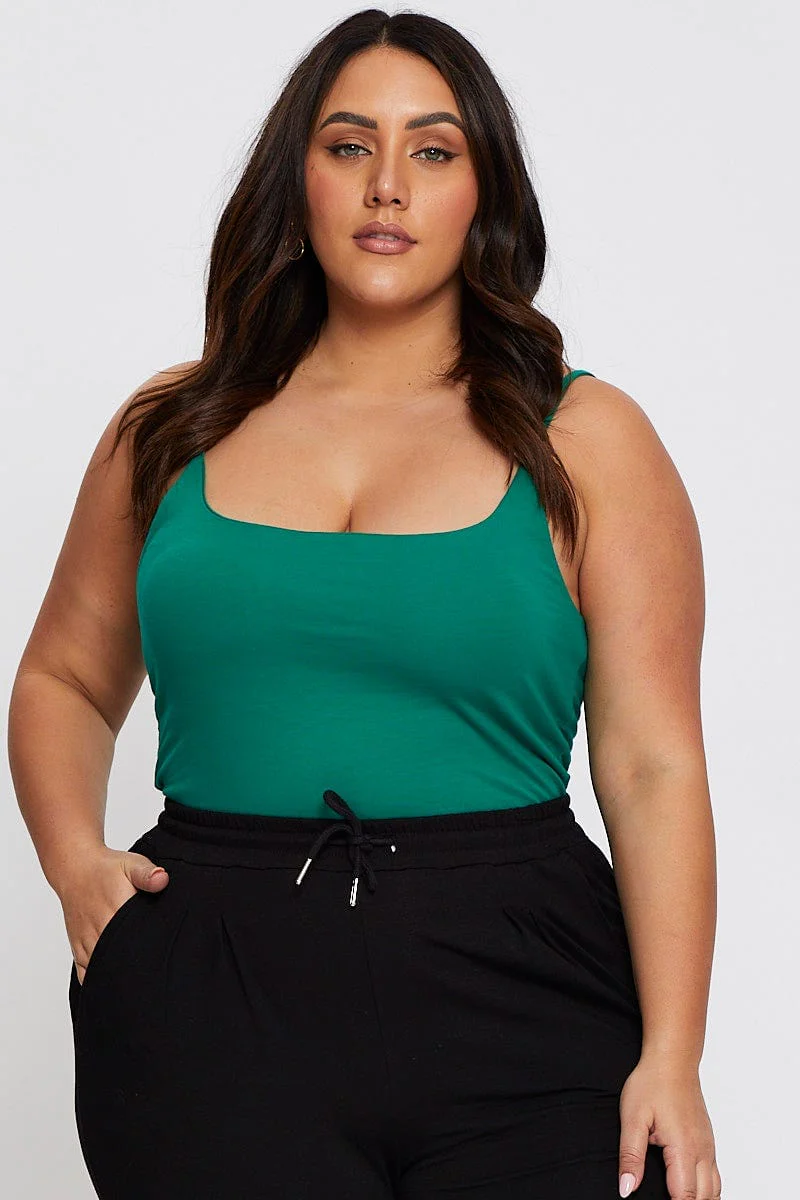Green Singlet Top Scoop Neck - Image 3