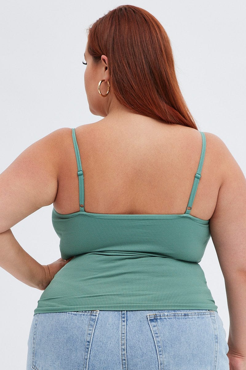 Green Singlet Top Scoop Neck Seamless - Image 5