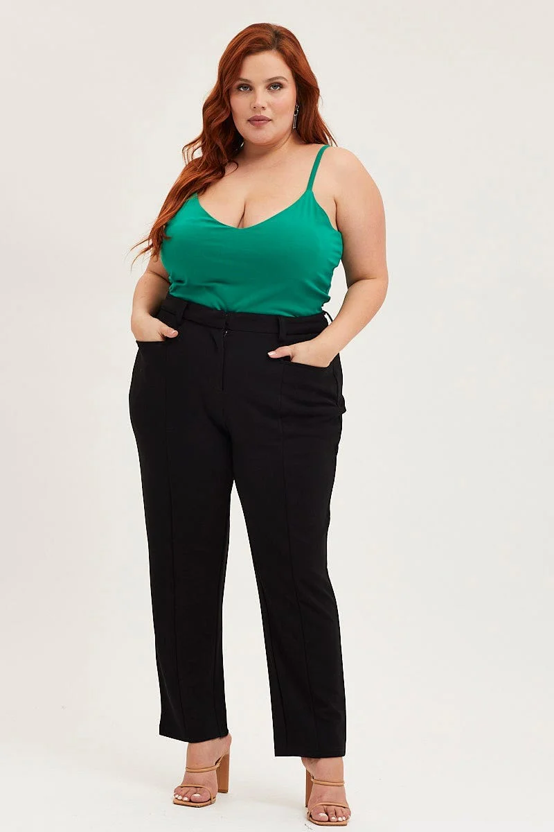 Green Singlet Top V-neck Cotton - Image 2