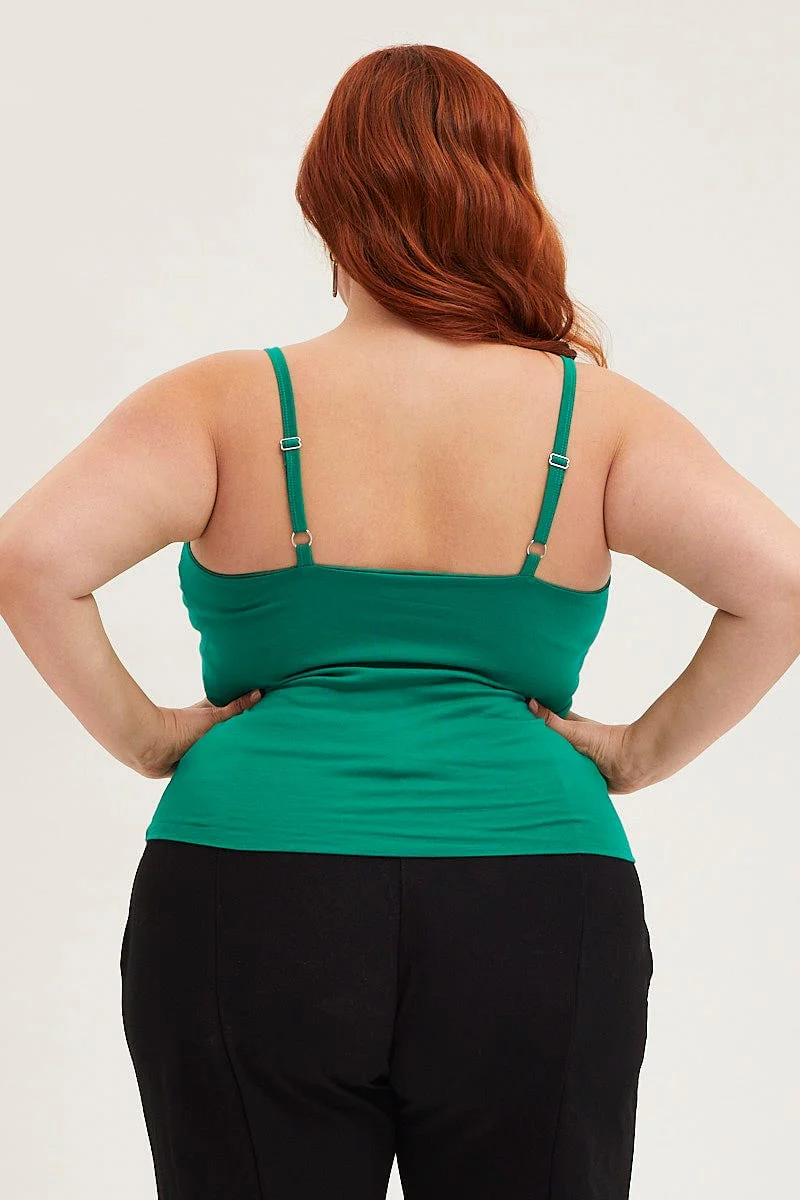 Green Singlet Top V-neck Cotton - Image 5