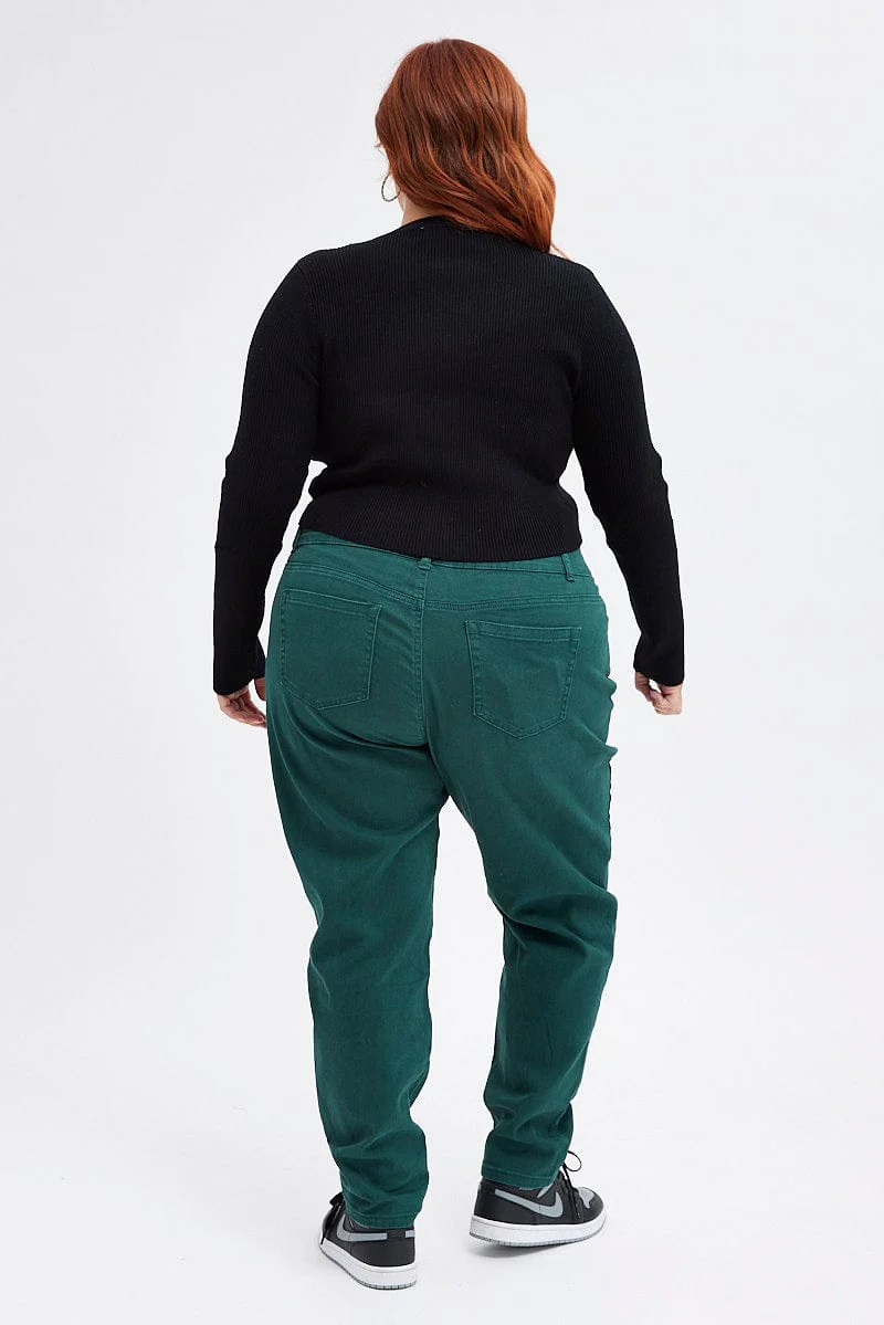 Green Skinny Denim Jeans High Rise - Image 3