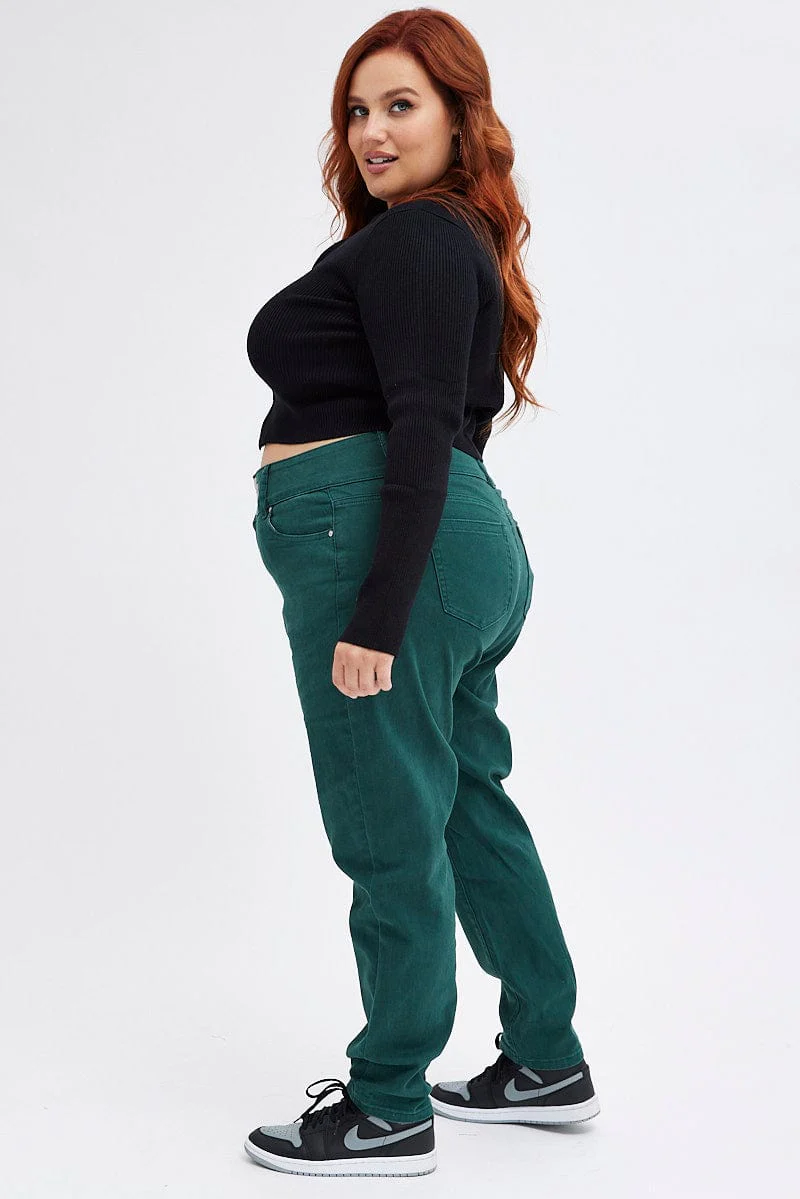 Green Skinny Denim Jeans High Rise - Image 4