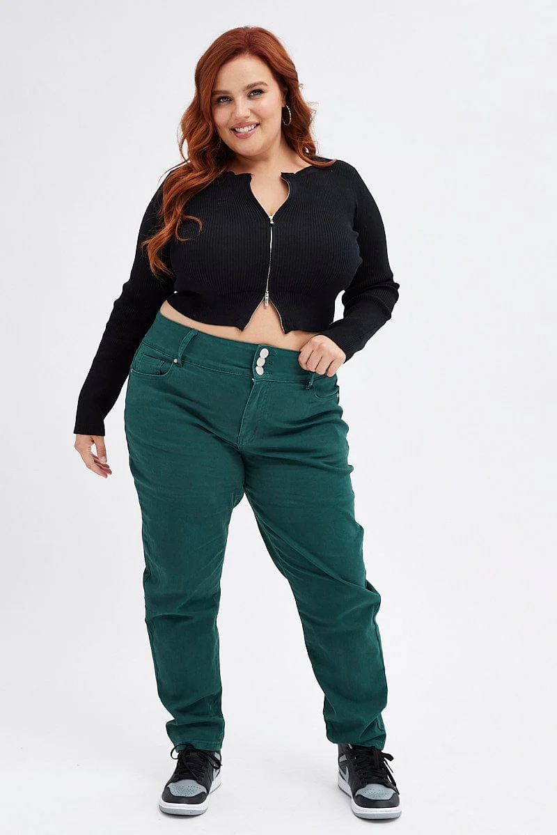 Green Skinny Denim Jeans High Rise - Image 5