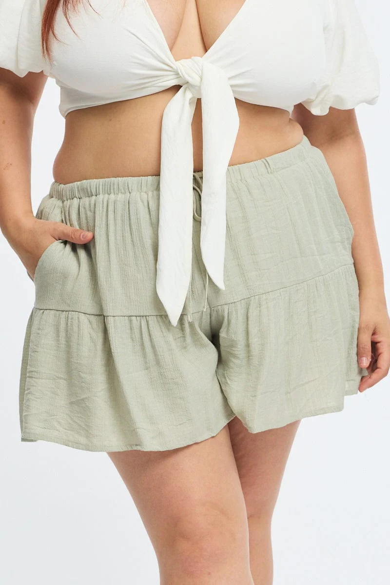 Green Skorts Elastic Waist - Image 2