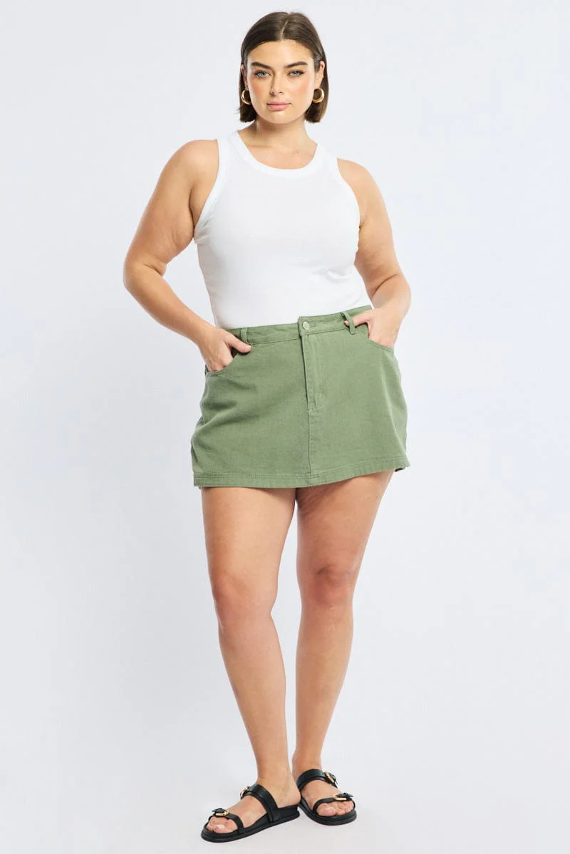 Green Skorts High Rise