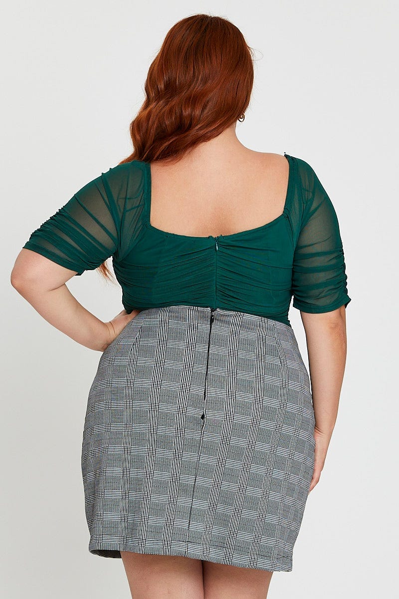Green Sleeve Bodysuit Ruched Bodice Three-quarter - Image 5