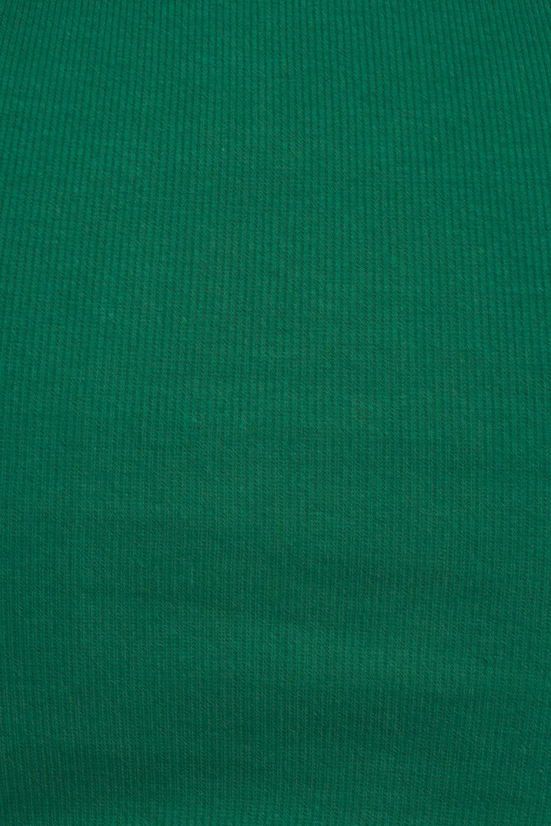 Green Sleeveless Basic Rib Tank Top - Image 6