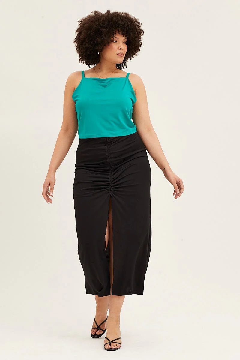Green Sleeveless High Neck Singlet Top - Image 2