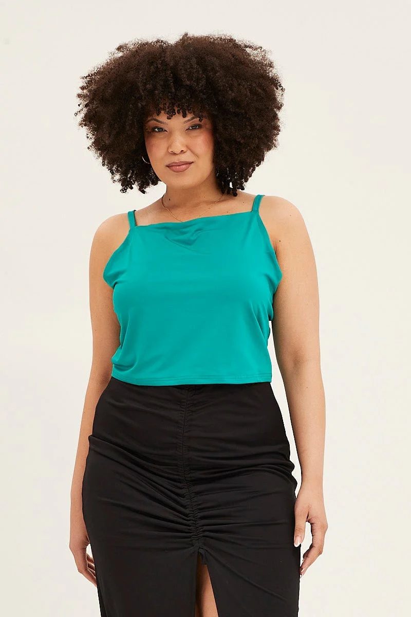 Green Sleeveless High Neck Singlet Top - Image 3