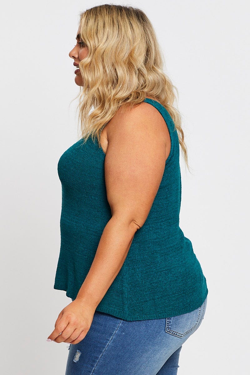 Green Sleeveless Tank V-neck Knit - Image 4