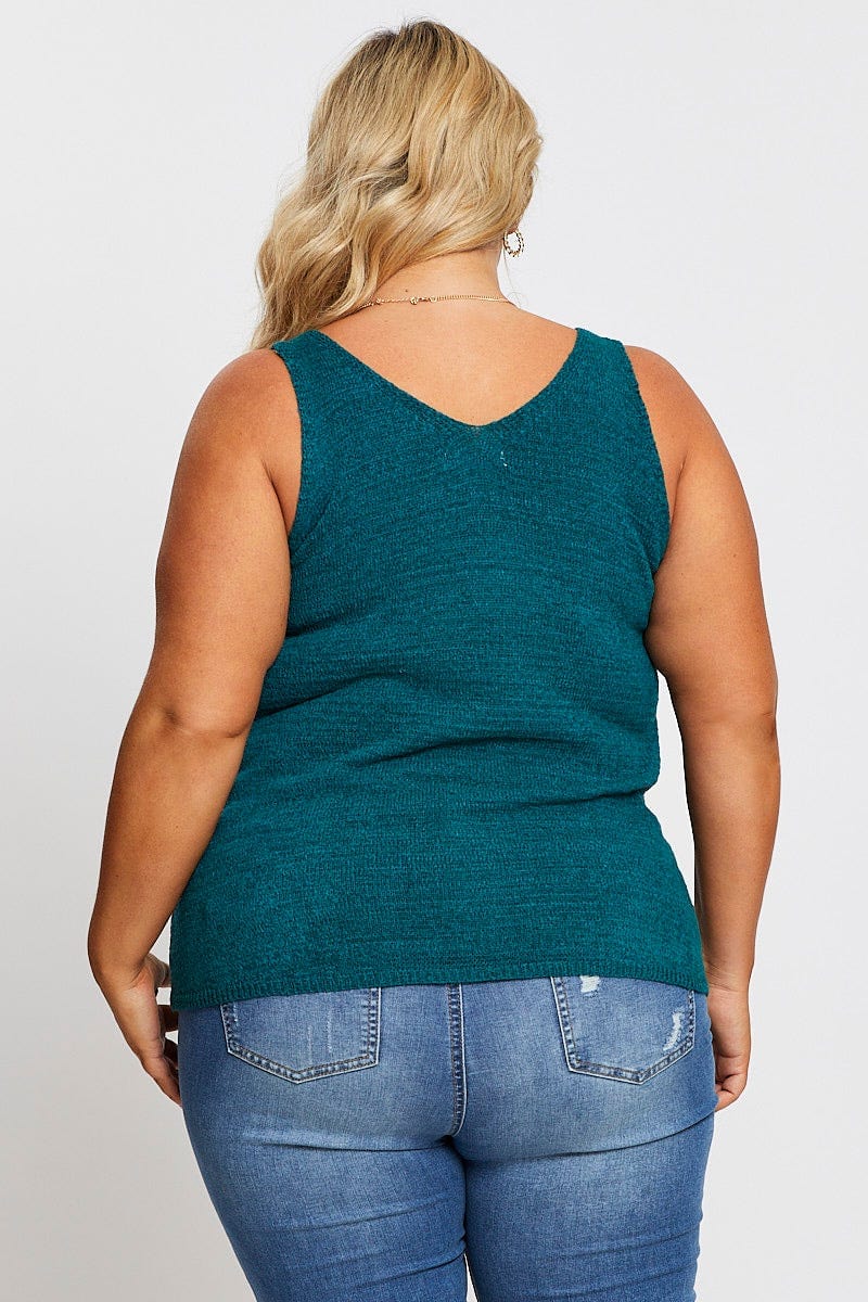 Green Sleeveless Tank V-neck Knit - Image 5