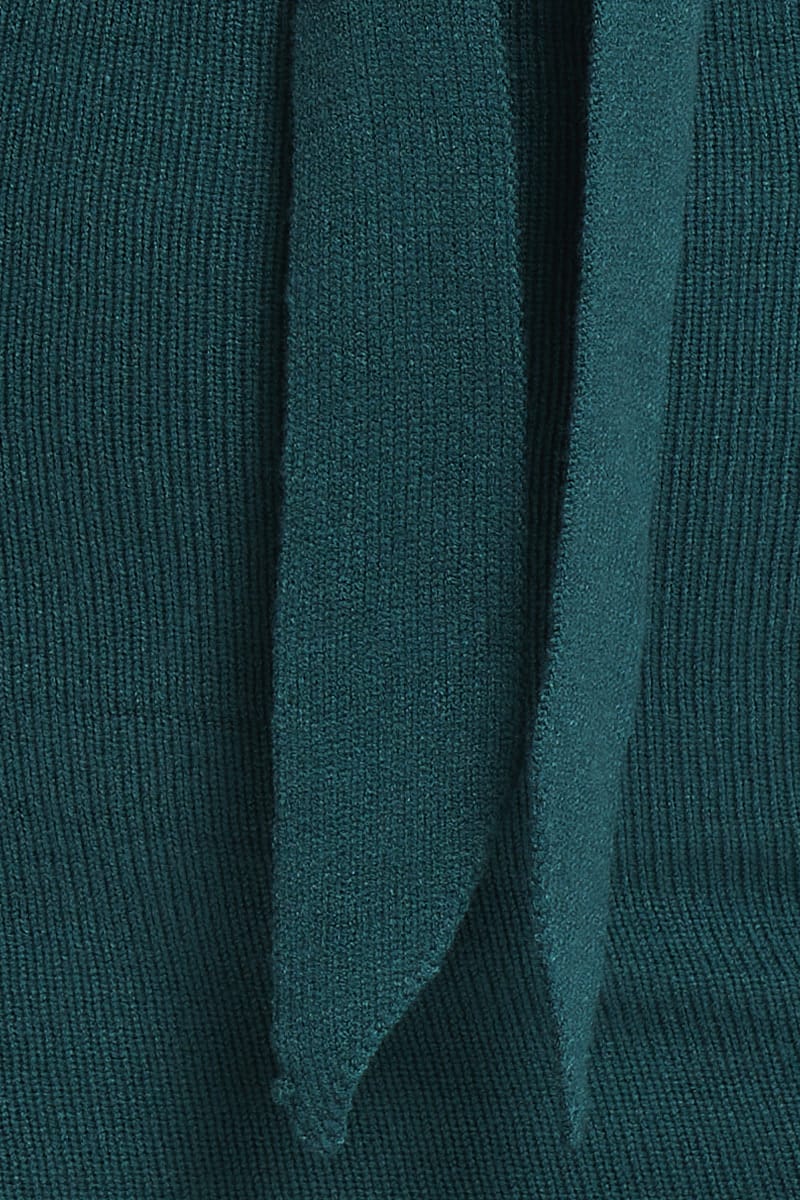 Green Sleeveless Tie Front Knitted Dress - Image 6