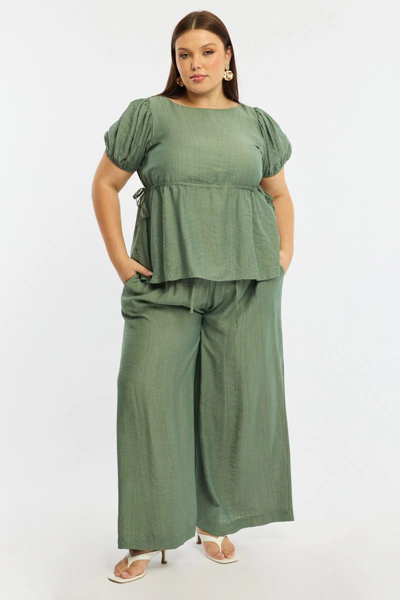 Green Smock Top Short Sleeve - Image 2