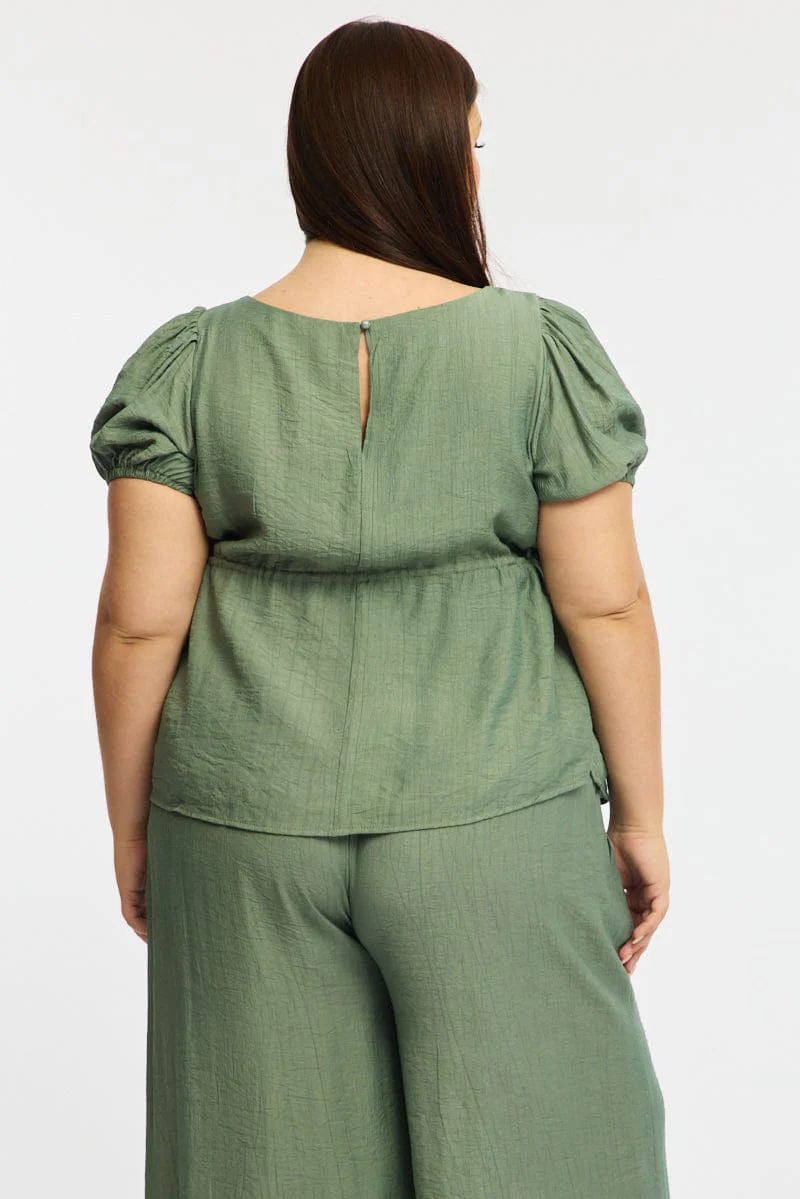 Green Smock Top Short Sleeve - Image 4
