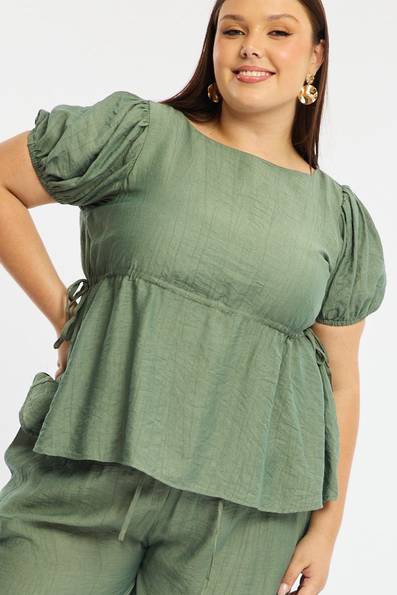 Green Smock Top Short Sleeve - Image 5