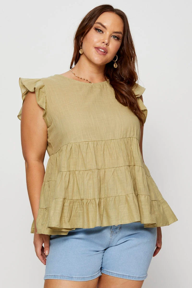 Green Smock Top Short Sleeve - Image 3