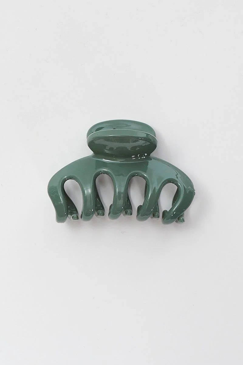Green Solid Hair Claw Clip