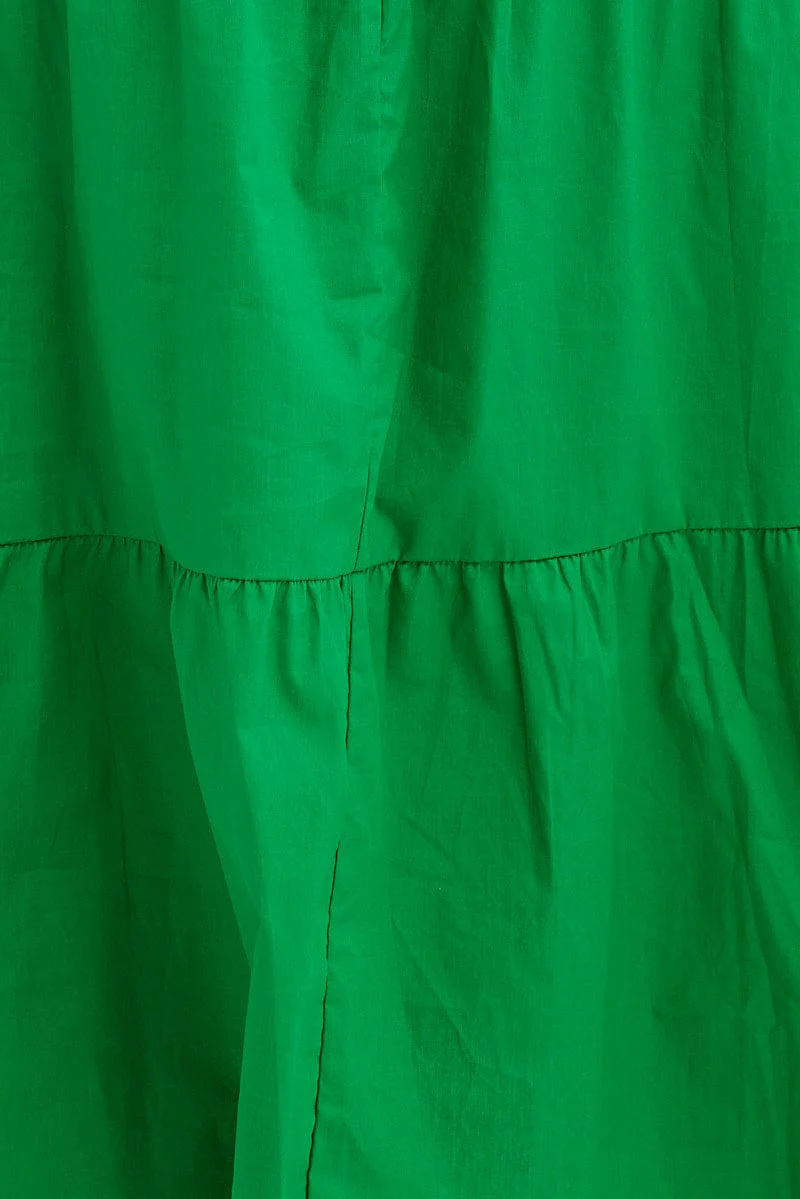 Green Strap Tiered Maxi Dress Smocked - Image 6