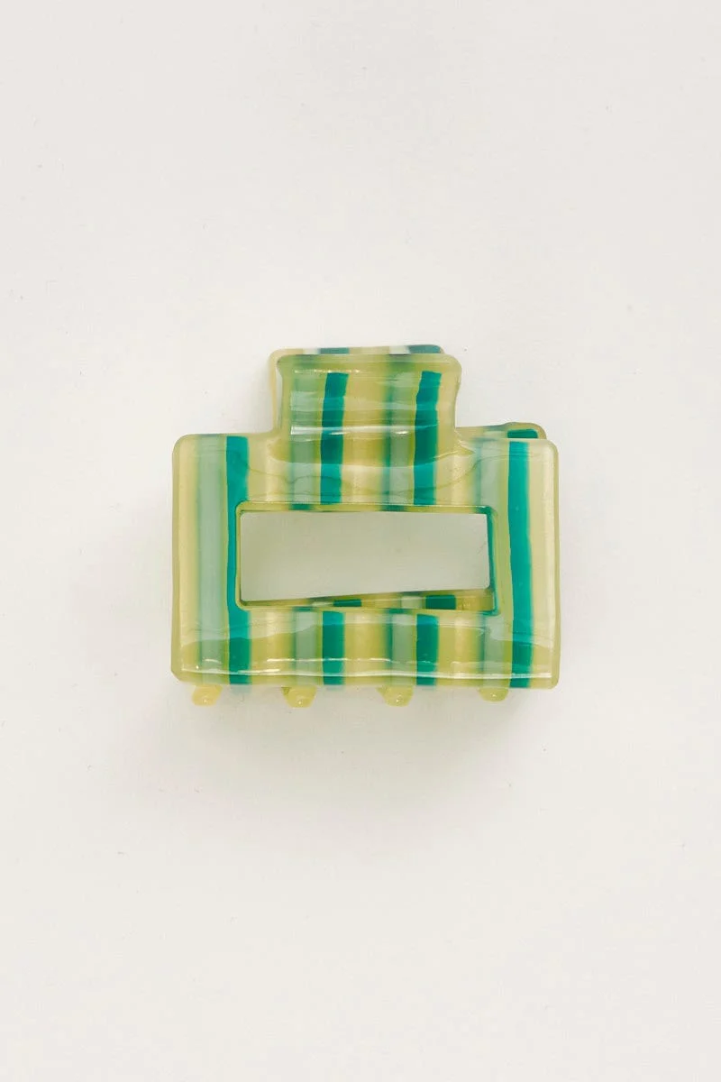 Green Stripe Hair Claw