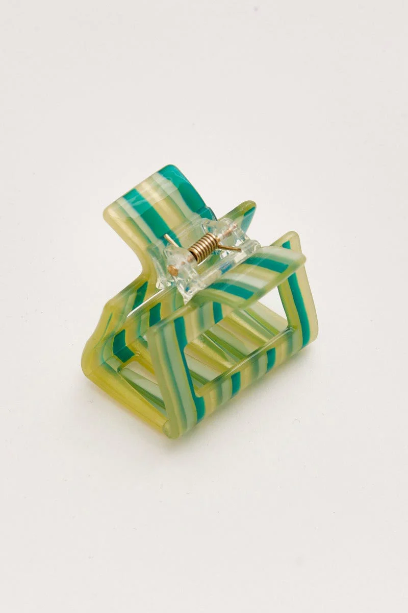 Green Stripe Hair Claw - Image 2