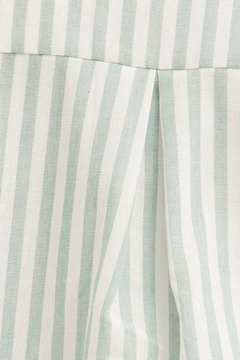 Green Stripe Relaxed Shirt Short Sleeve Button Up - Image 6
