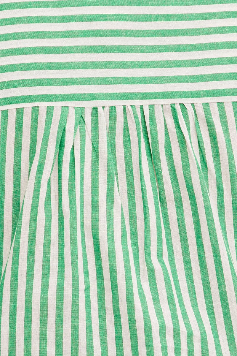 Green Stripe Relaxed Shirt Short Sleeve Button Up - Image 6