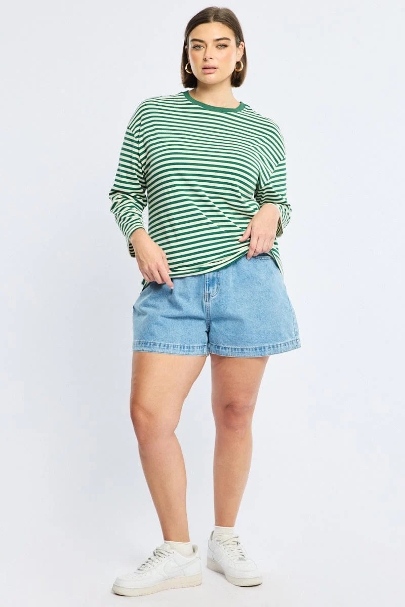 Green Stripe Stripe Top Long Sleeve - Image 2