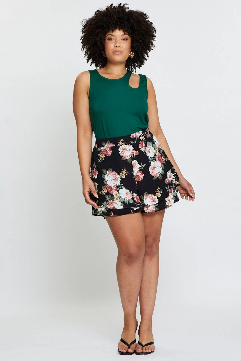 Green Tank Top Asymmetrical Cut Out Strap Jersey - Image 2