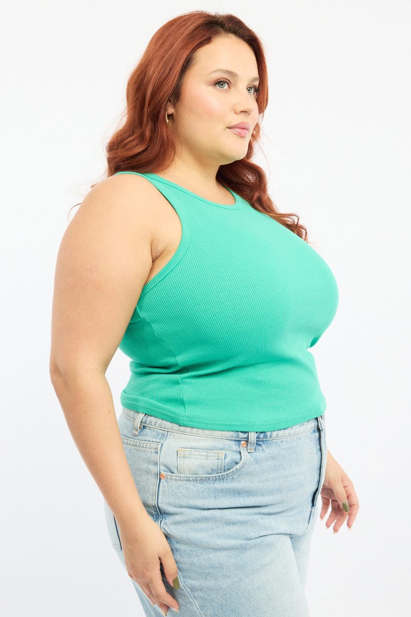 Green Tank Top Crew Neck Rib - Image 3