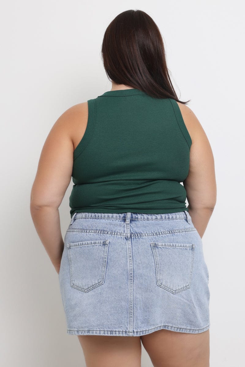Green Tank Top Crew Neck Rib - Image 4