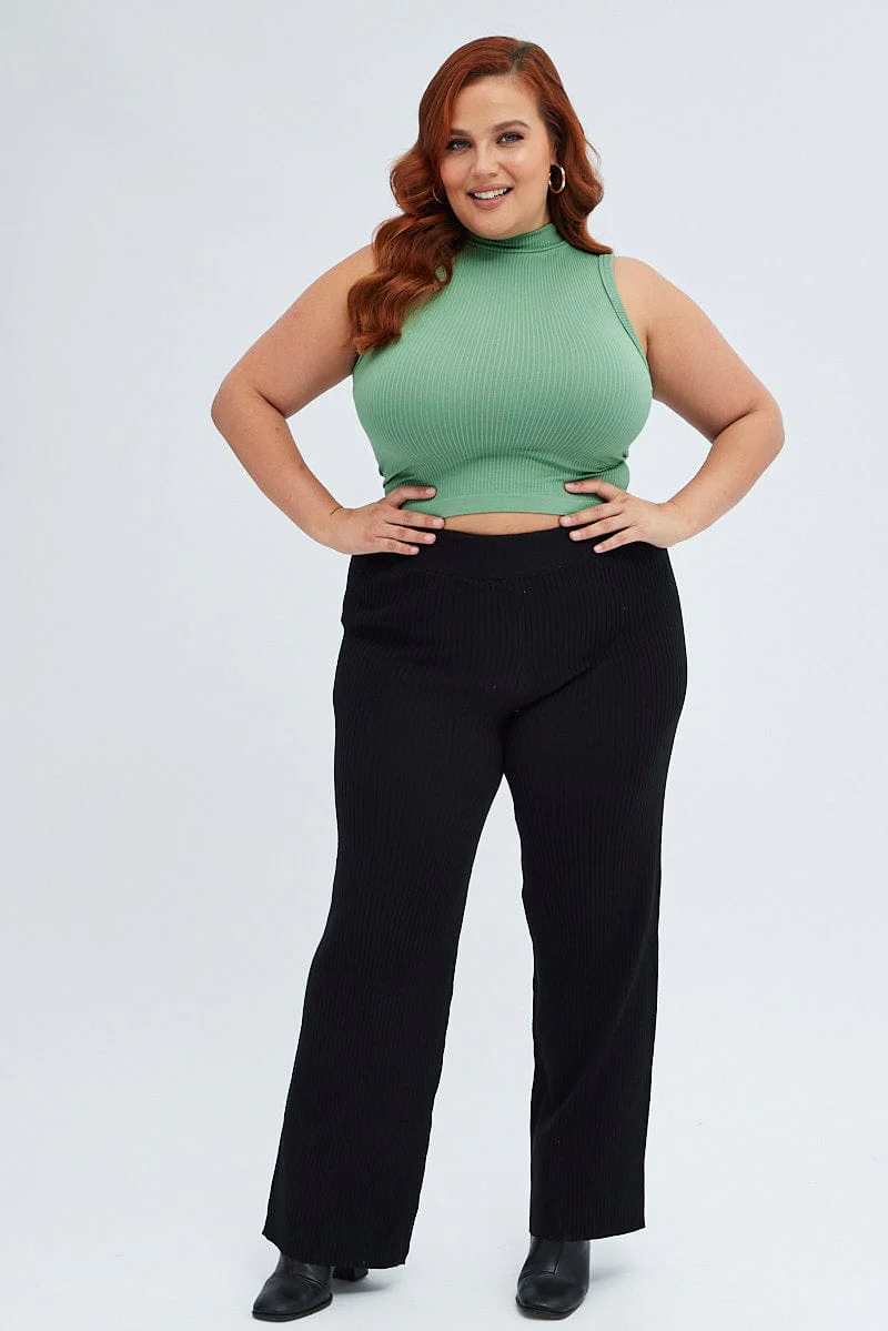 Green Tank Top High Neck Seamless - Image 2