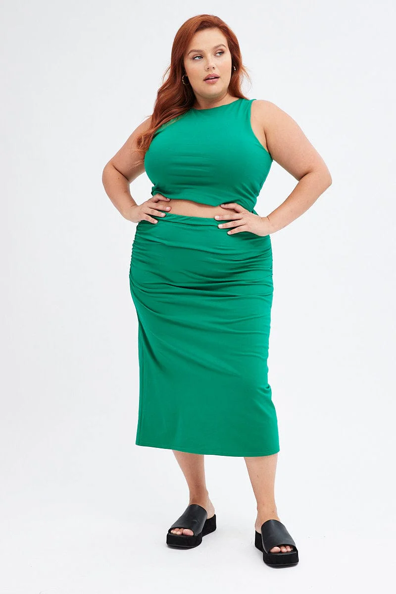 Green Tank Top Sleeveless Double Layer Jersey - Image 2