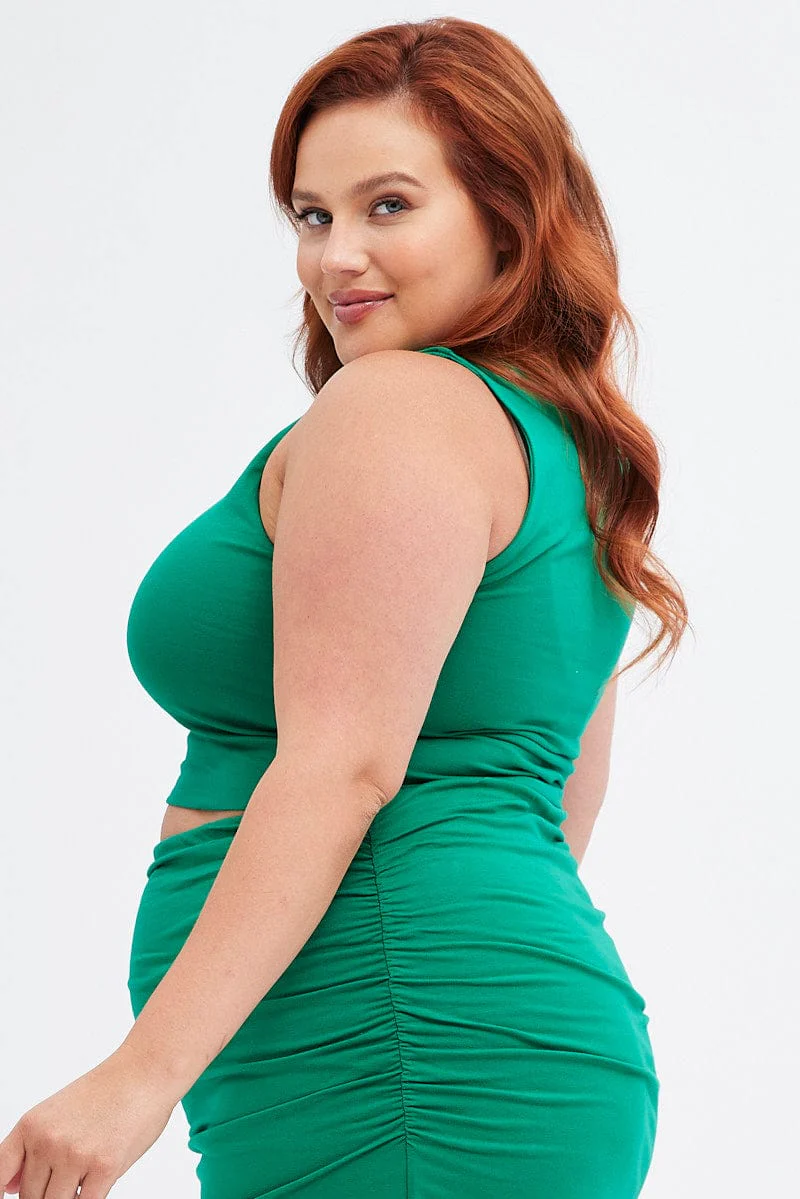Green Tank Top Sleeveless Double Layer Jersey - Image 4