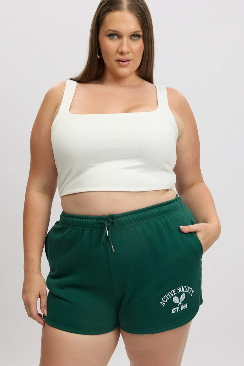Green Tennis Racquet Embroidered Track Shorts - Image 3