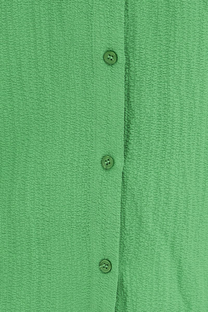 Green Textured Shirt Crinkle Button Through Oversized - Image 6
