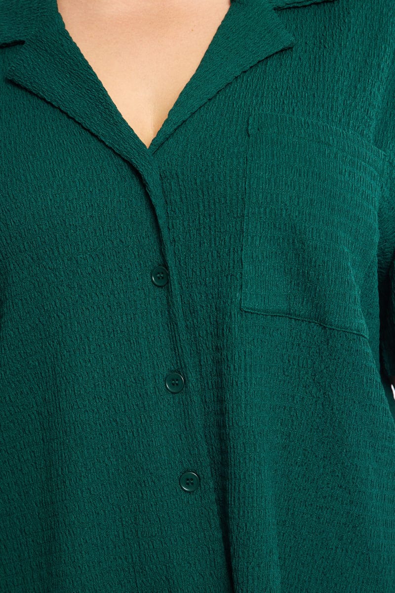 Green Textured Shirt Short Sleeve - Image 5