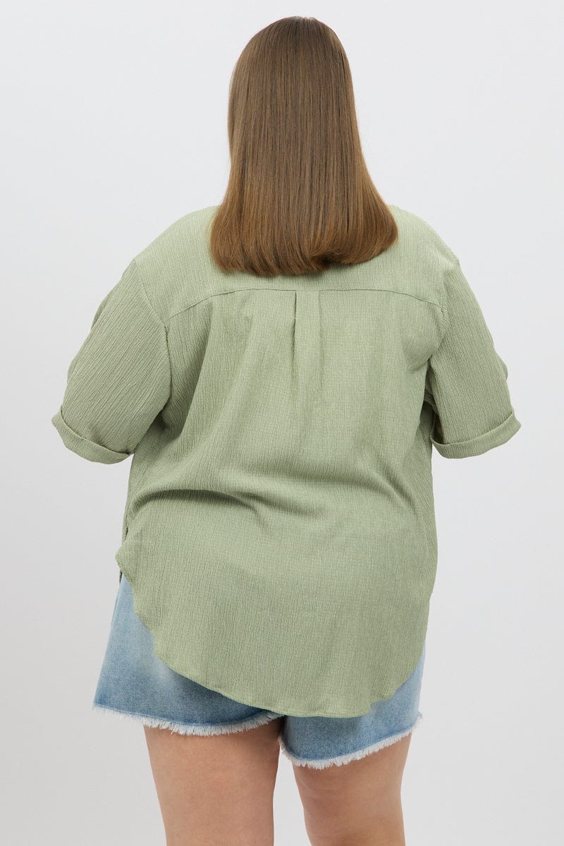Green Textured Shirt Short Sleeve - Image 5